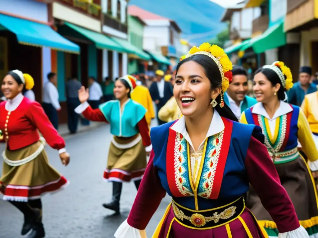 Vibrante celebración de la Fiesta de San Sebastián en Yumbel, Chile, con coloridos trajes, danzas folclóricas y decoraciones ornamentadas