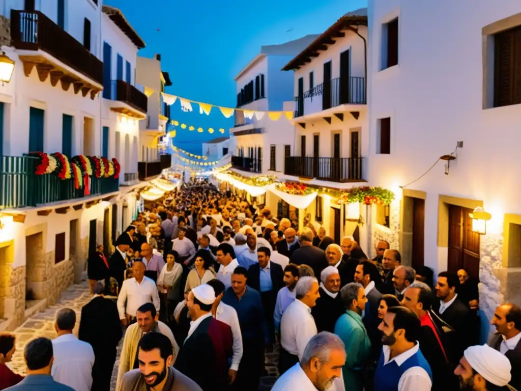 Vibrante celebración del Sábado de las Almas en Grecia, con la comunidad local vistiendo trajes tradicionales y participando en las festividades