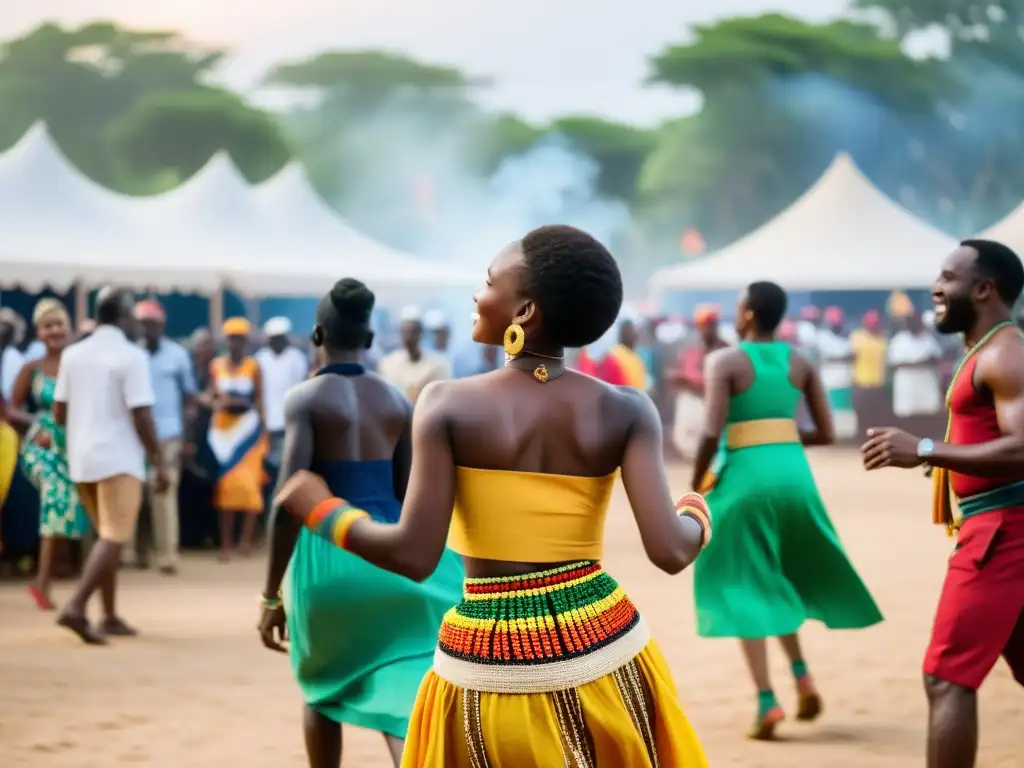 Vibrante festival de música en África Francófona con diversa audiencia disfrutando de ritmos africanos tradicionales y contemporáneos