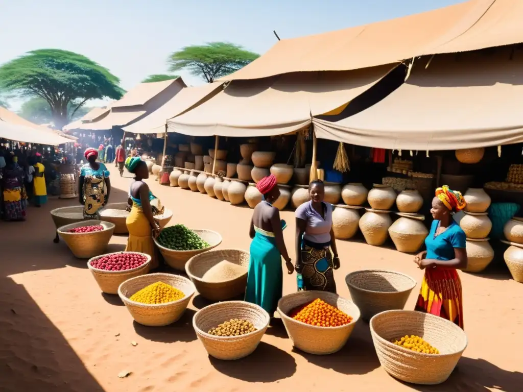 Vibrante mercado africano con artesanías únicas y coloridos textiles