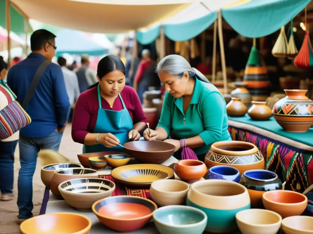 Vibrante mercado de artesanías étnicas exquisitas galerías