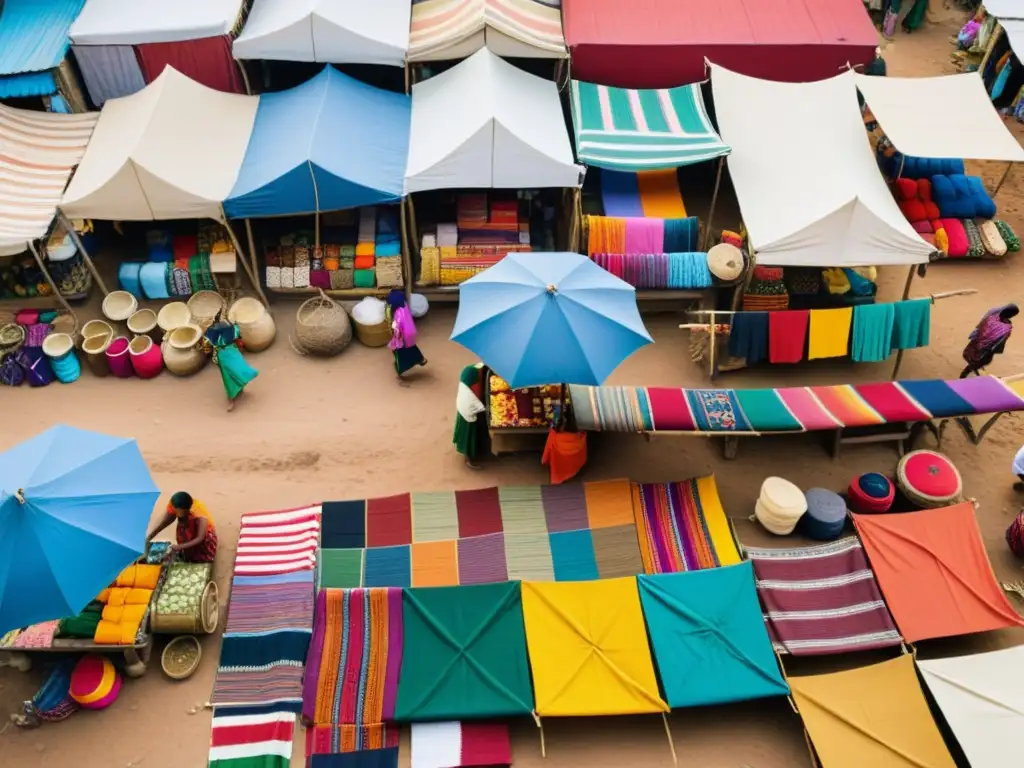 Vibrante mercado étnico en remota aldea, exhibiendo colorida moda étnica en el cine, artesanía y la alegría de la comunidad