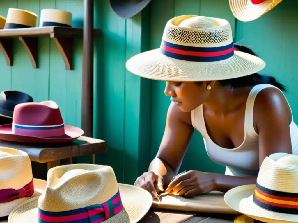 Un vibrante mercado donde hábiles artesanos tejen sombreros Panamá: Tradición y estilo en cada detalle