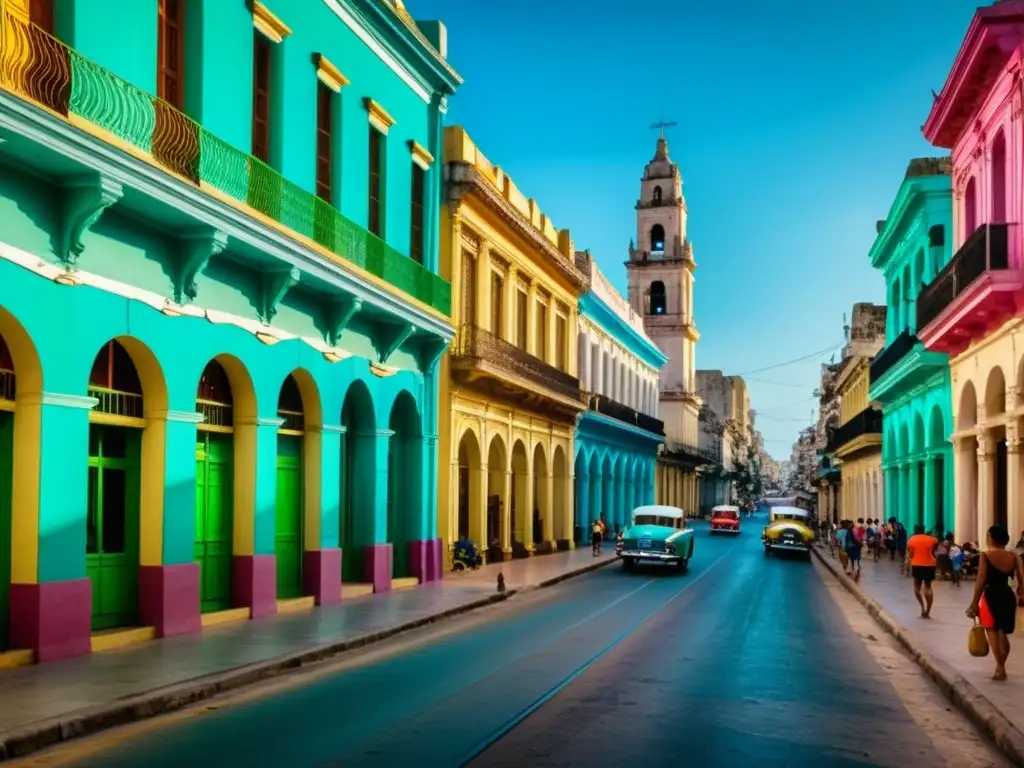 Vibrante paseo por la historia viva de La Habana Vieja, con colorida arquitectura colonial, mercados locales y animada actividad cultural