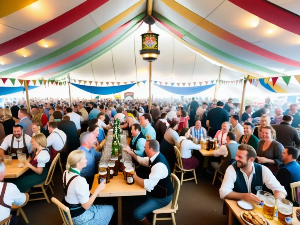 Vibrante Oktoberfest en una tienda de cerveza llena de alegría y cultura cervecera y festivales en Alemania