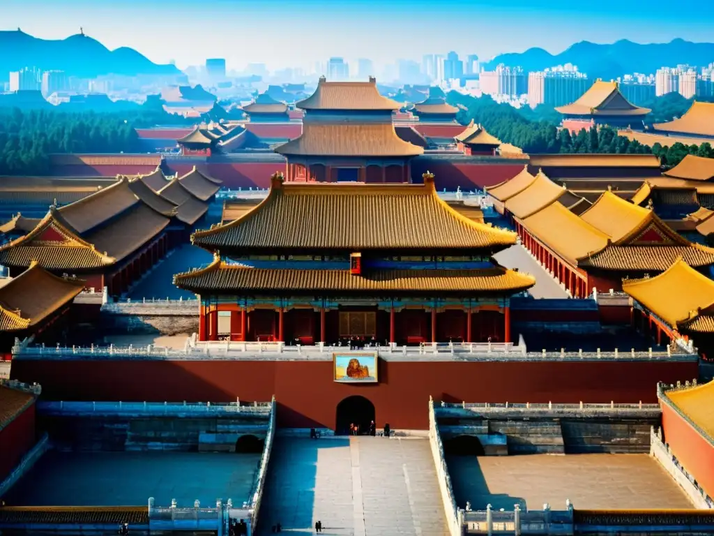 Vibrante vista de la Ciudad Prohibida en Beijing, China, con sus detalles arquitectónicos y tradiciones y palacios imperiales de China