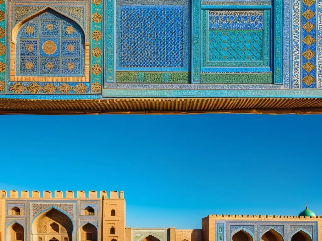 Vista detallada de las bulliciosas calles de Samarcanda, Uzbekistán, con edificios antiguos y coloridos en la Ruta de la Seda itinerario cultural Asia