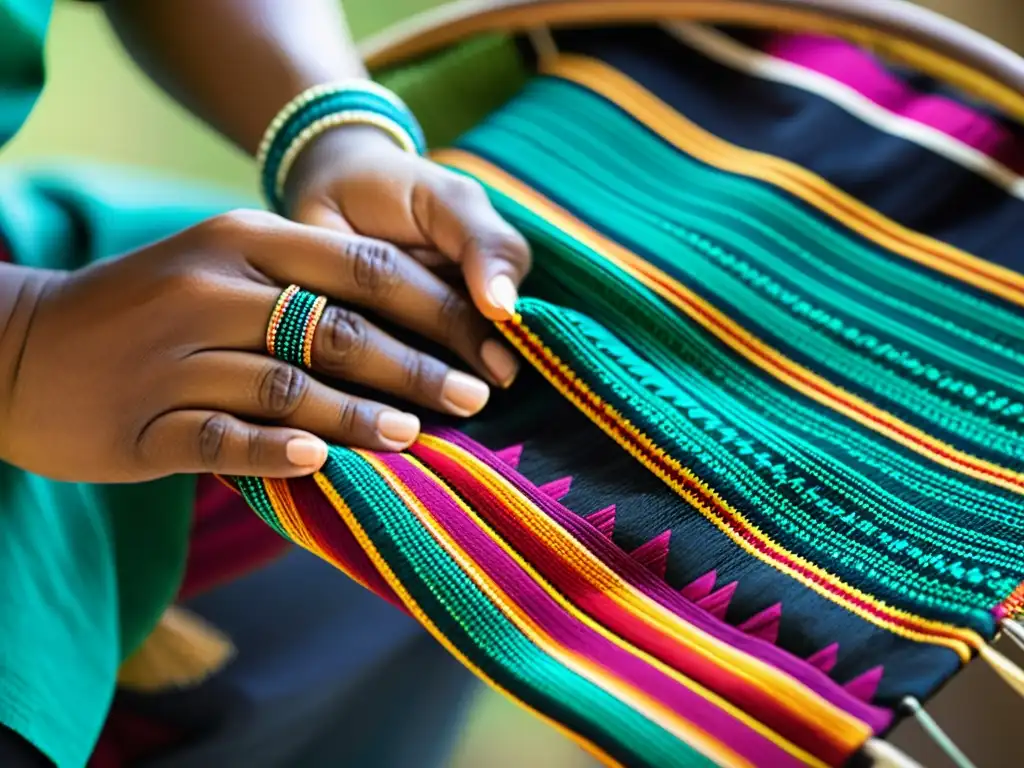 Una vista detallada de una exquisita artesanía étnica, resaltando la rica tradición y la maestría artesanal