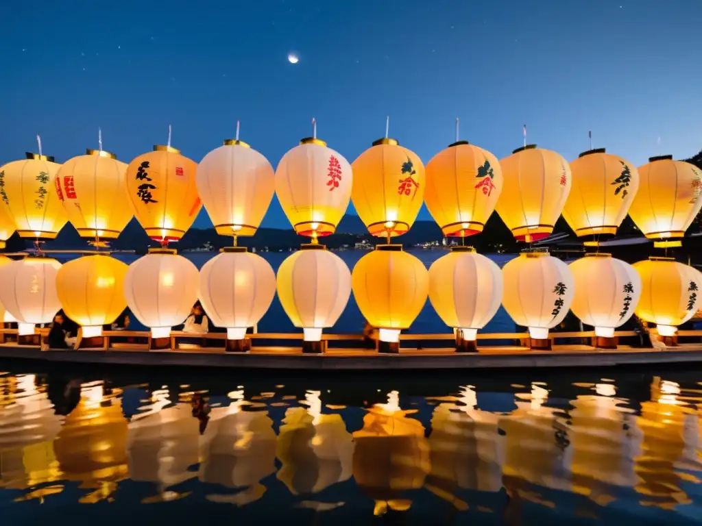 Vista impresionante del Festival de las Linternas en Japón, con una atmósfera cultural y serena