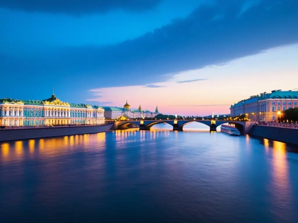 Vista impresionante de las Noches Blancas en San Petersburgo, Rusia