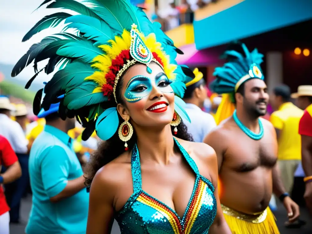 Vivencias únicas en el Carnaval de Río: Colorido desfile de Carnaval con vibrante música samba, trajes brillantes y entusiastas multitudes