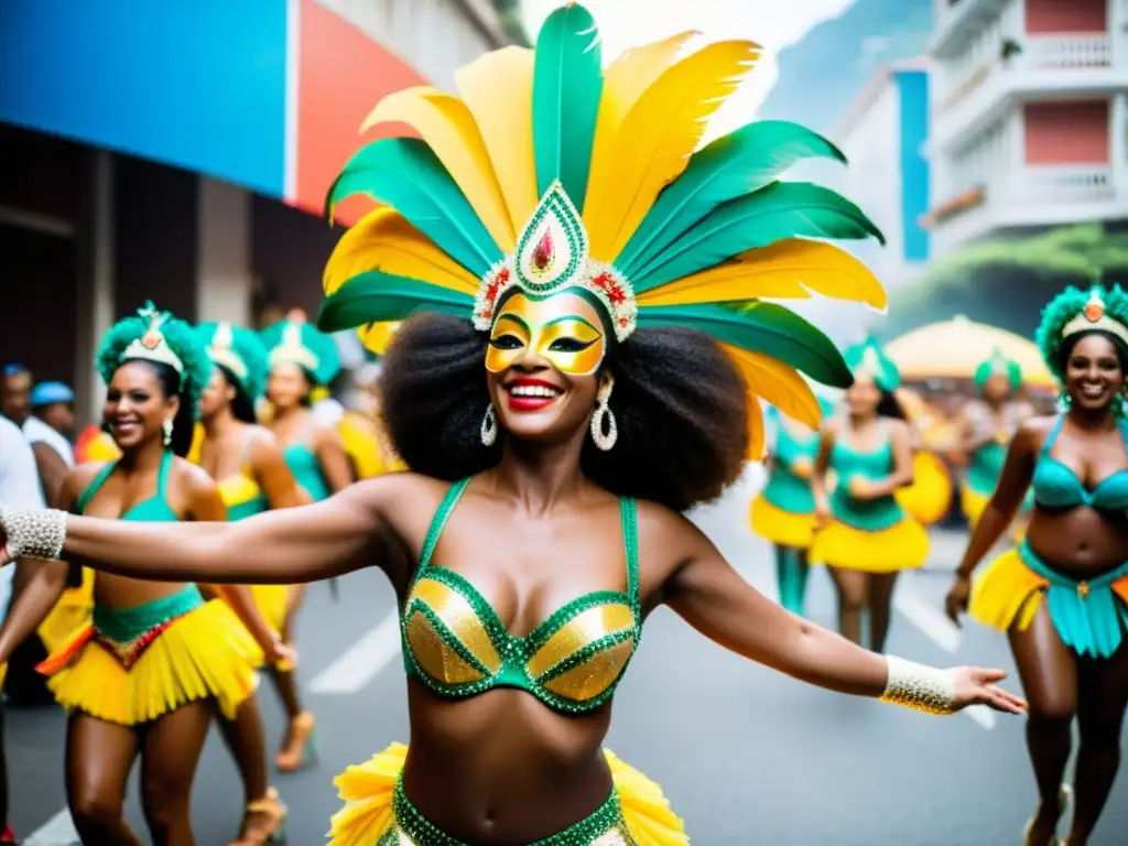 Vivencias únicas en el Carnaval de Río: una calle vibrante llena de coloridos desfiles, bailarines de samba y músicos animados