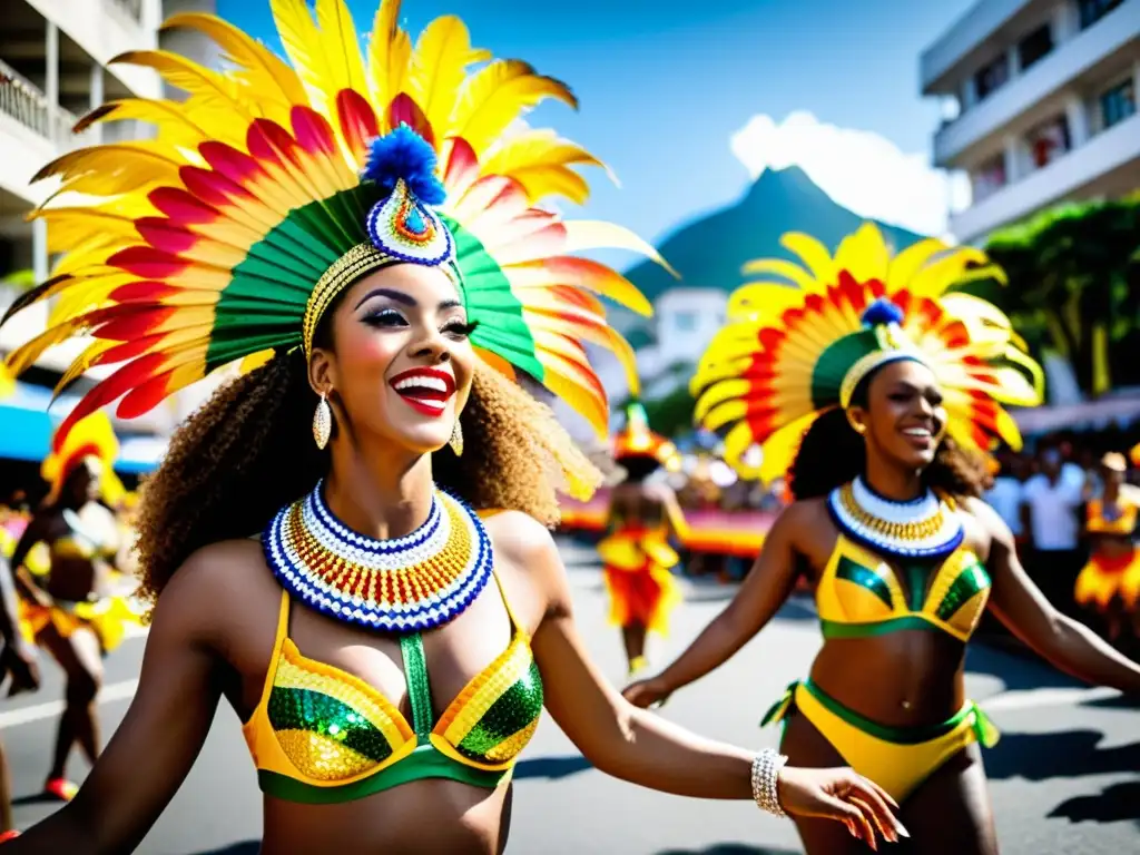 Vivencias únicas en el Carnaval de Río: Desfile colorido de carrozas y danzas en las calles de Río de Janeiro durante el animado evento anual