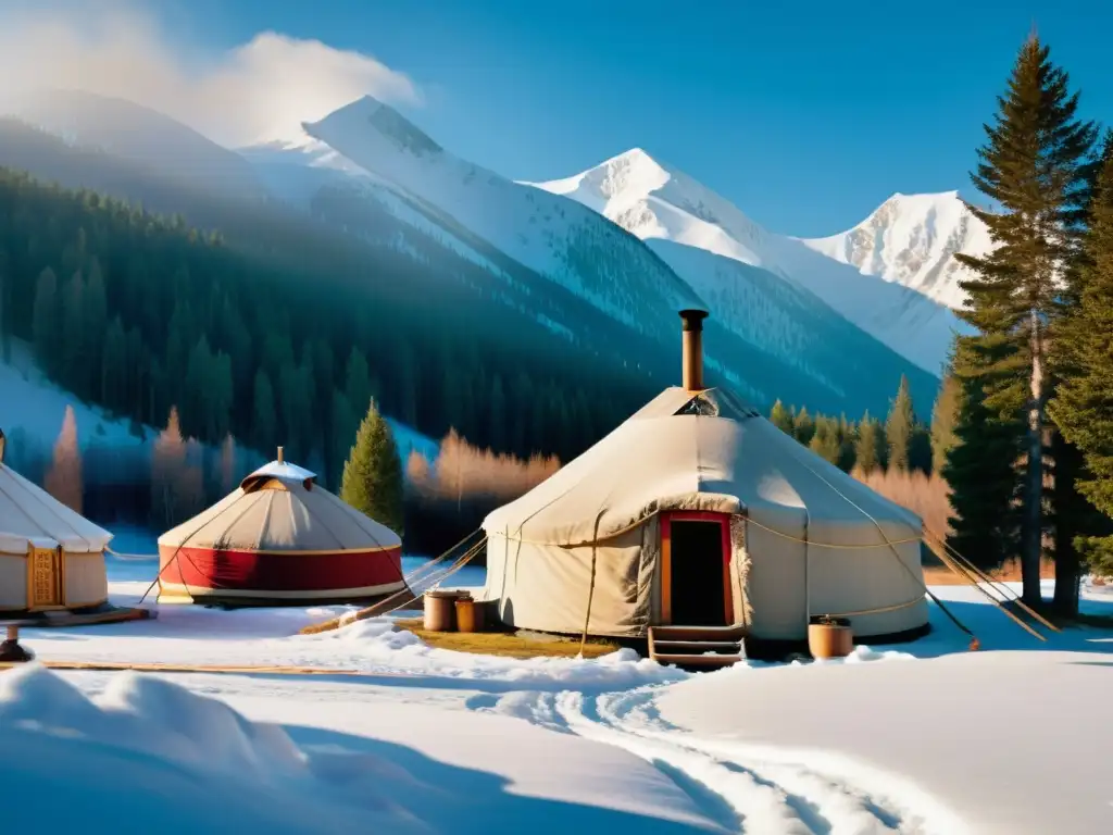 Una yurta siberiana tradicional en la nieve, con rituales y comunidad en torno al fuego